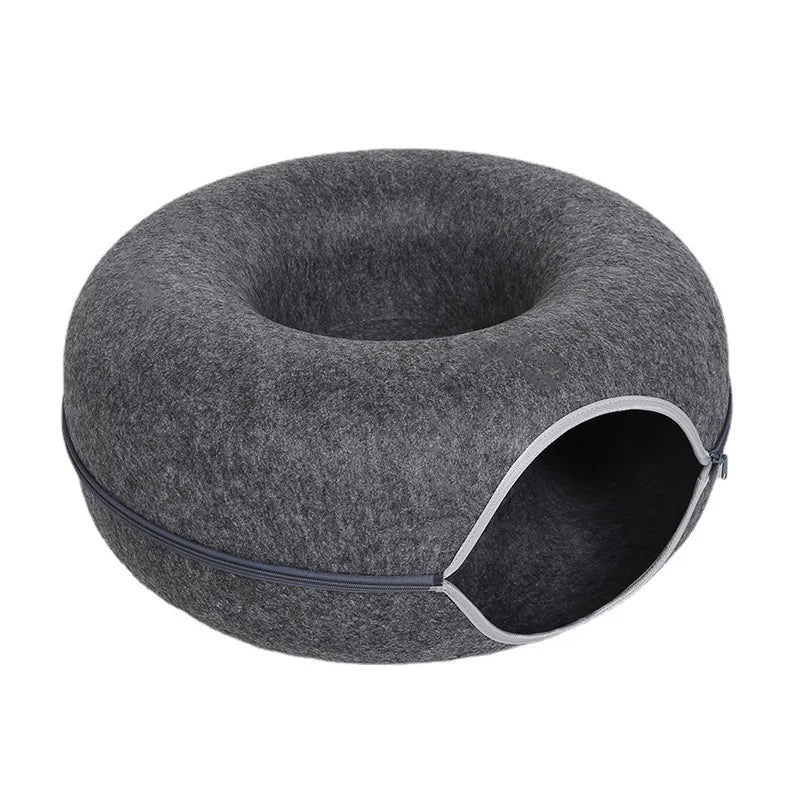 2-in-1 donut kattenmand & tunnel – Zacht, interactief & speels kattenbed