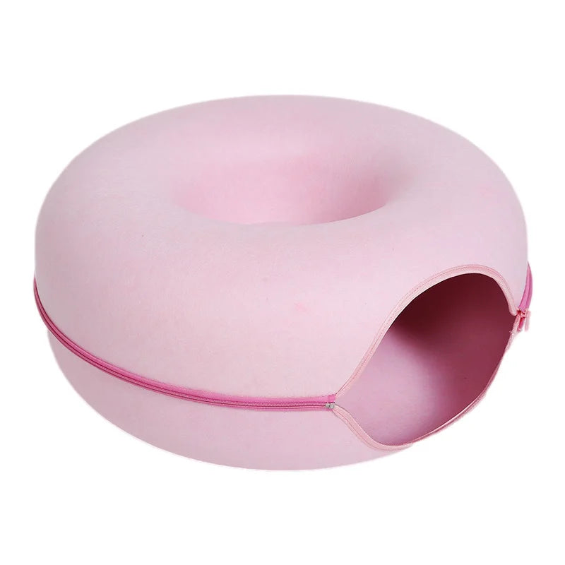 2-in-1 donut kattenmand & tunnel – Zacht, interactief & speels kattenbed
