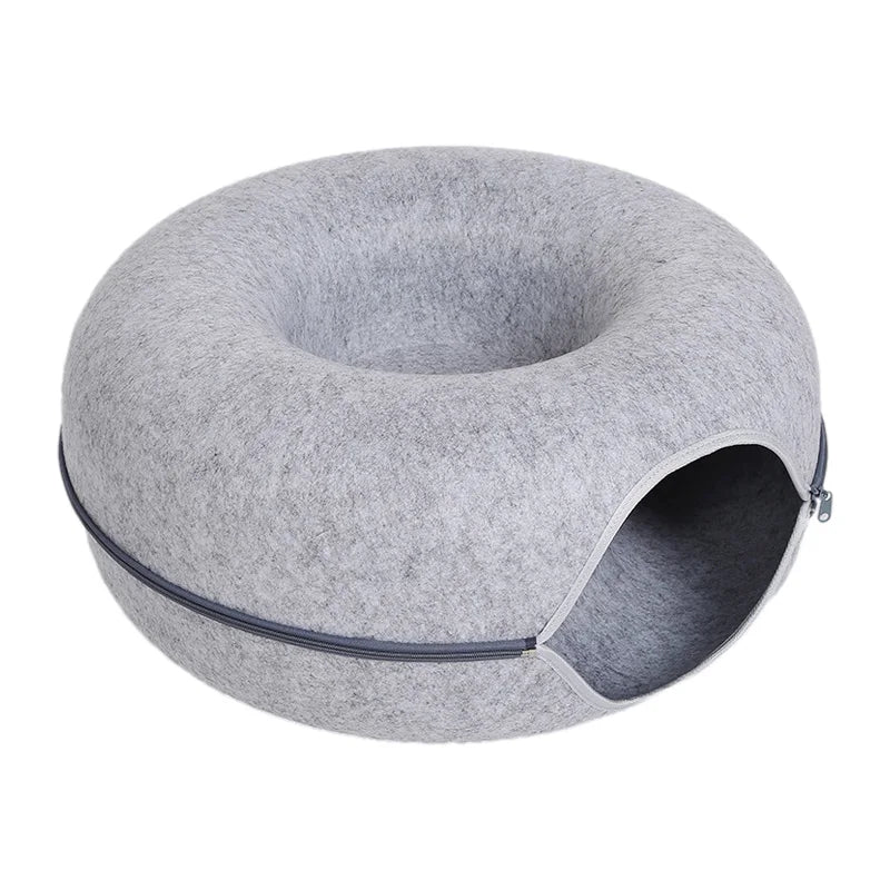 2-in-1 donut kattenmand & tunnel – Zacht, interactief & speels kattenbed