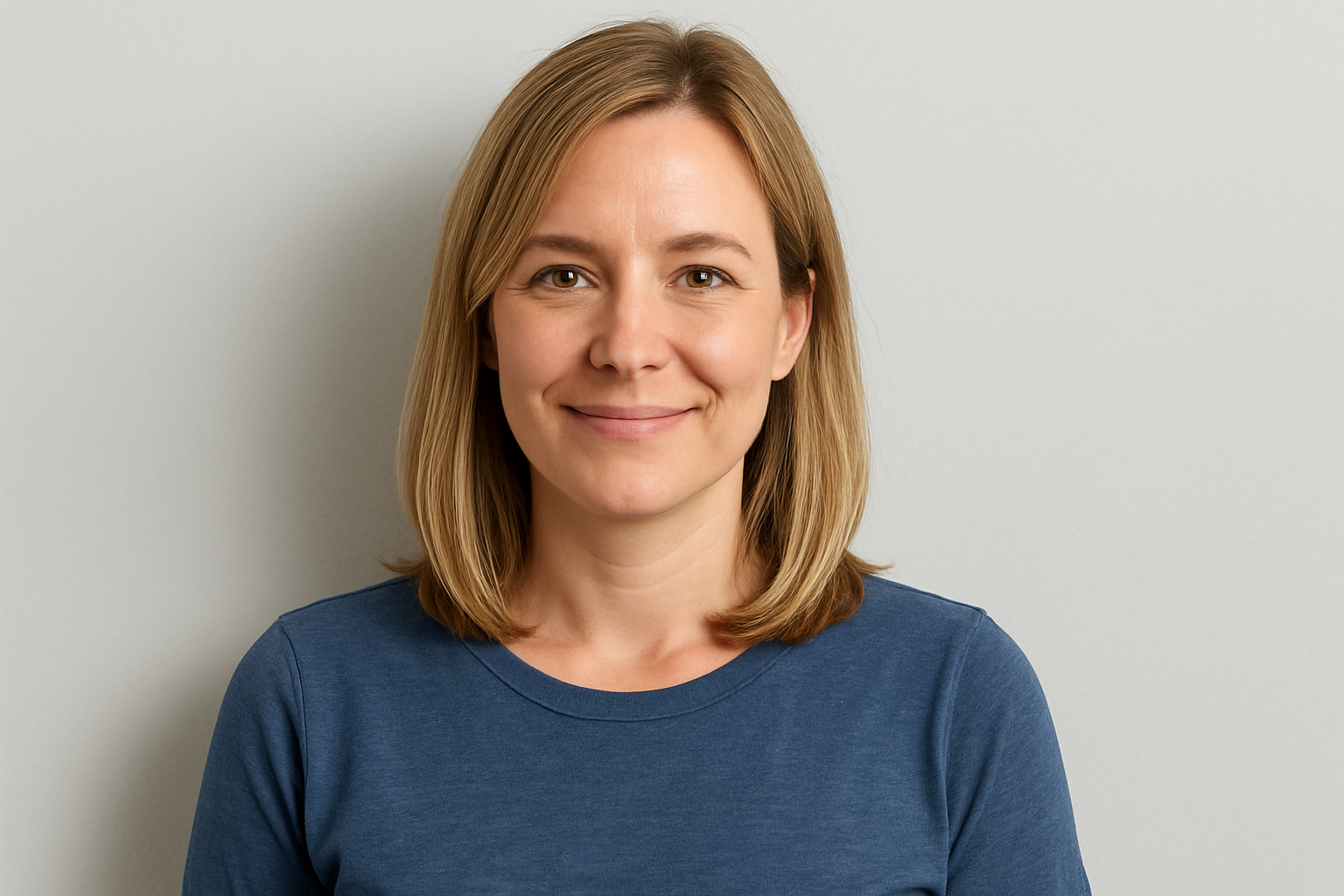 Profielfoto van een dame van midden dertig met halflang blond haar