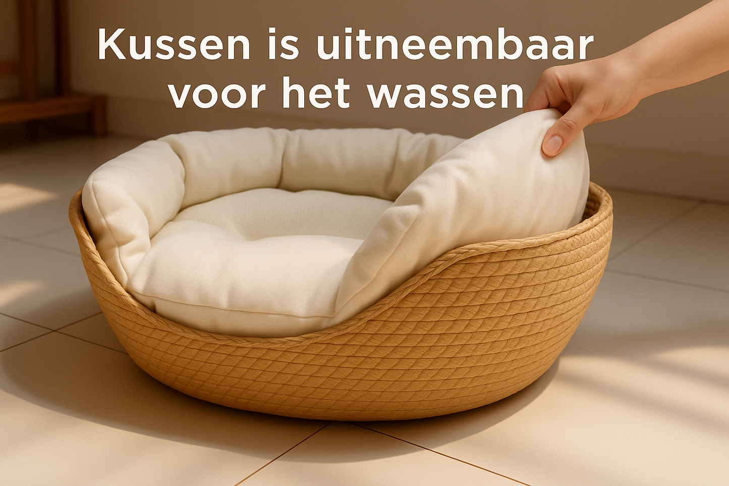 Uitneembaar kussen - witte tekst