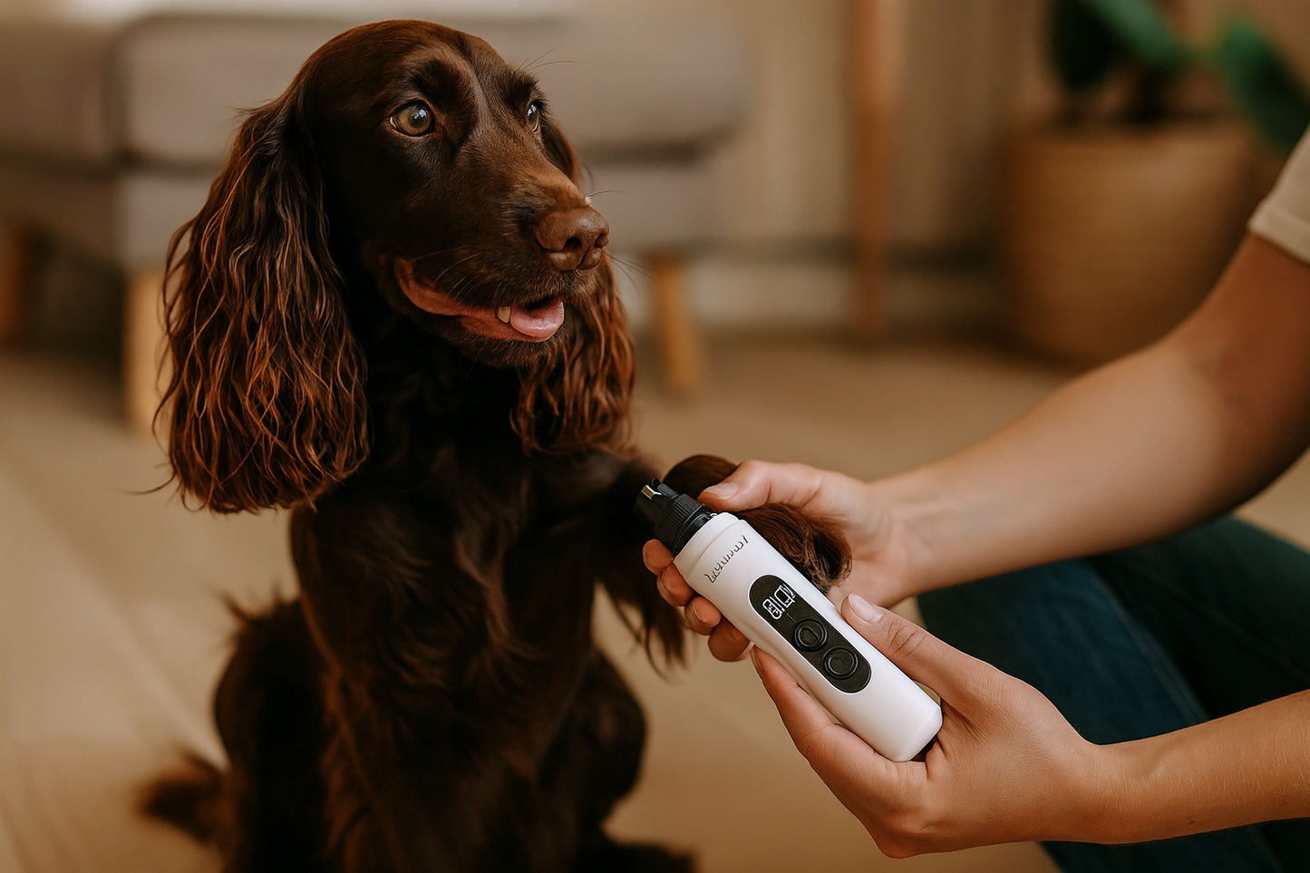 Field Spaniel met juiste Luminail nageltrimmer