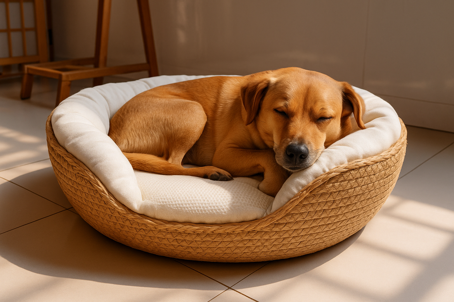 Hond in realistische mand